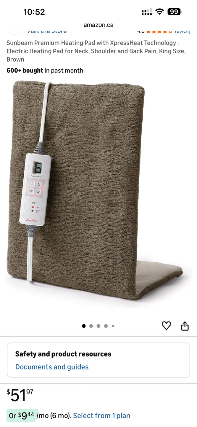 Sunbeam Premium Heating Pad - King Size, Brown