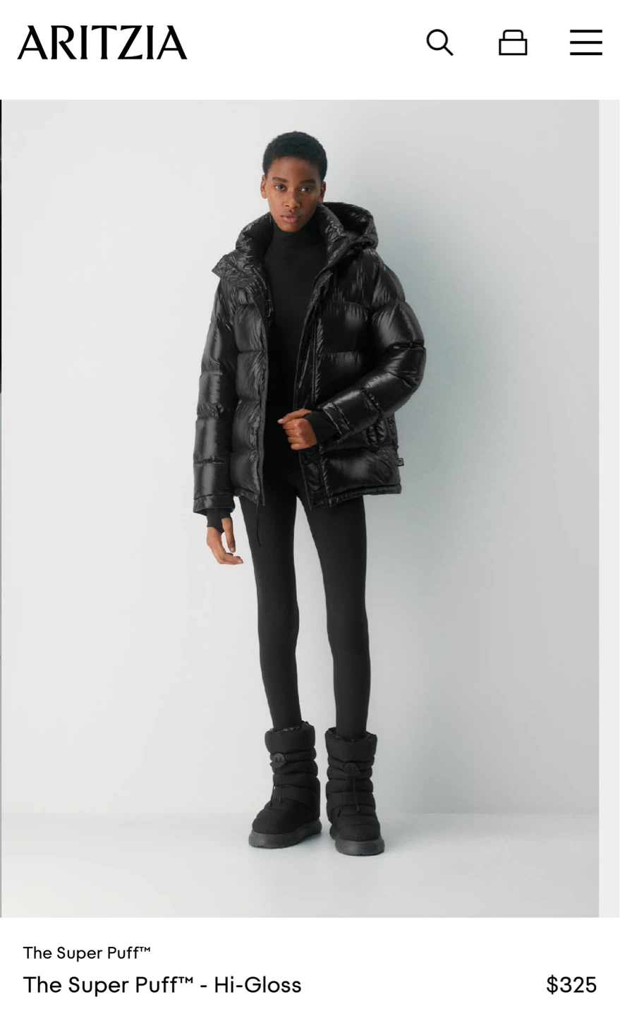 Aritzia The Super Puff - Hi-Gloss Black XS/TP