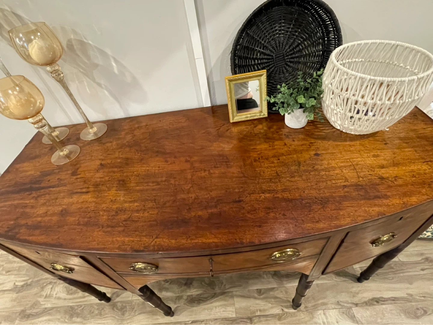 Antique Mahogany Sideboard with Original Key 60” x 25” x 36” - photo 2