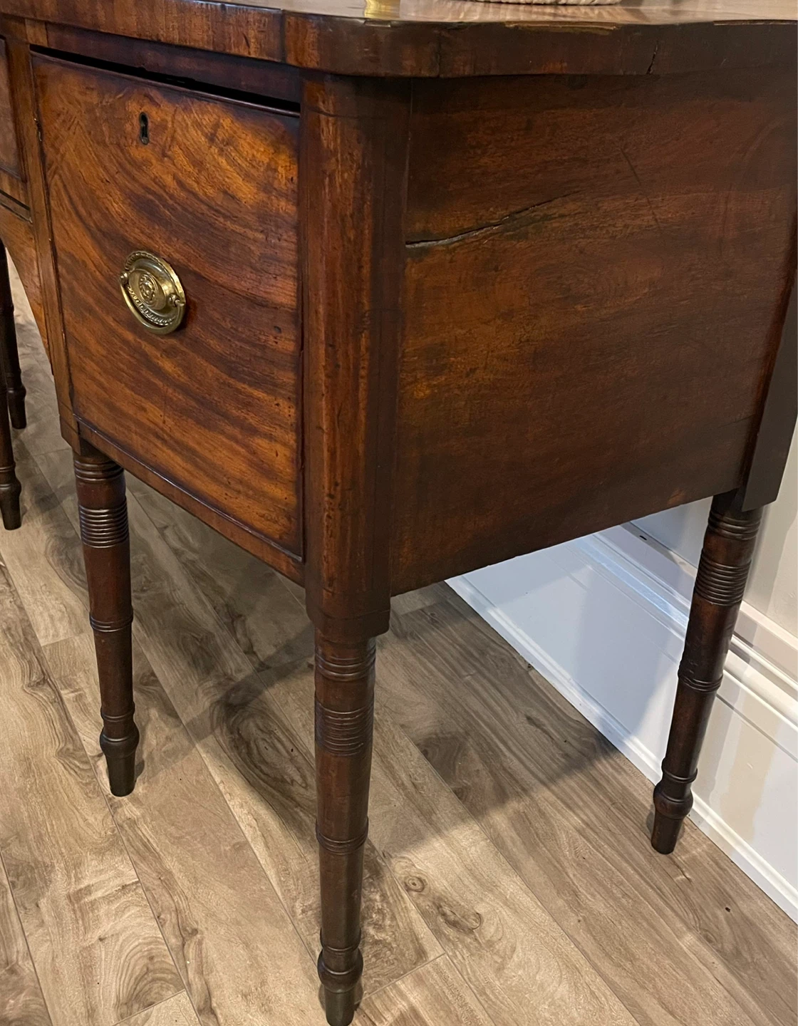Antique Mahogany Sideboard with Original Key 60” x 25” x 36” - photo 3