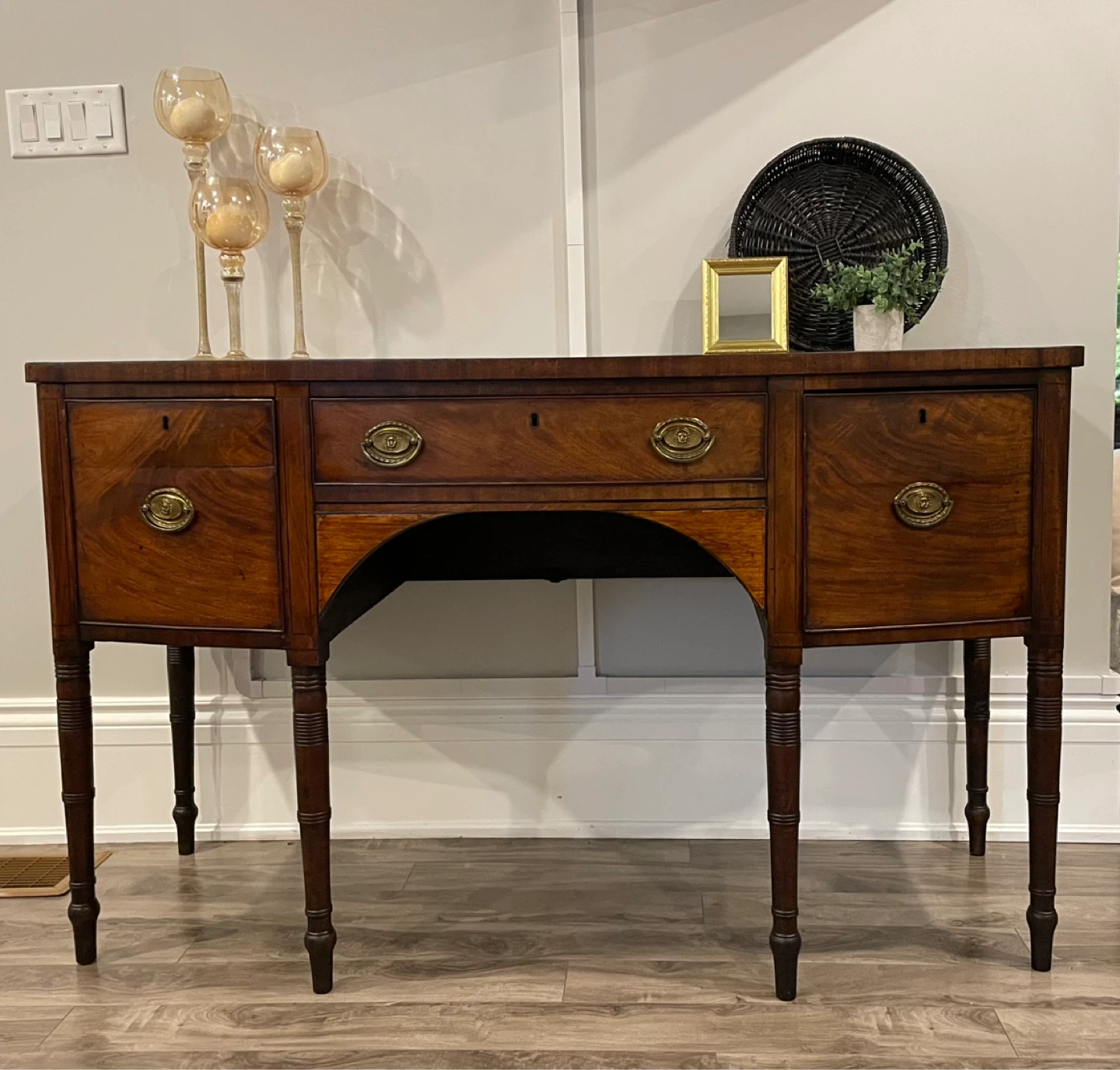 Antique Mahogany Sideboard with Original Key 60” x 25” x 36”