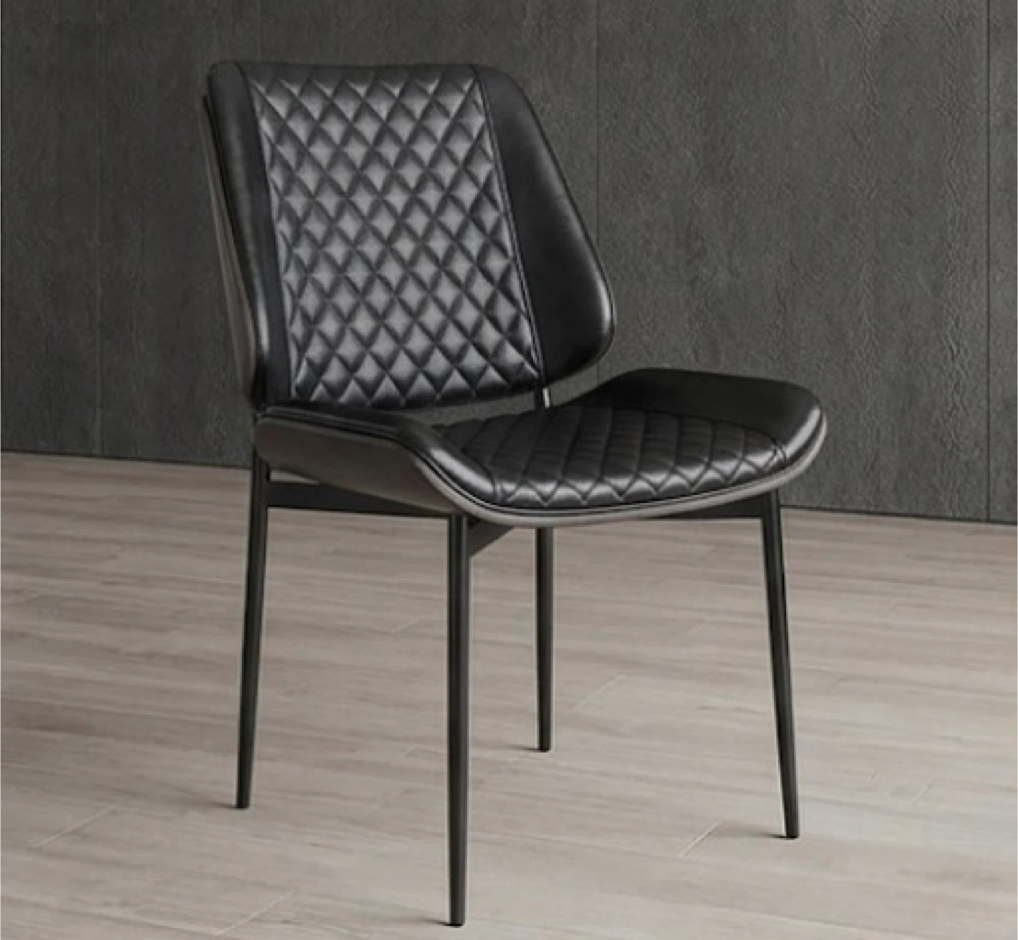 2 Modern Black Diamond Stitched Dining Chair - photo 2