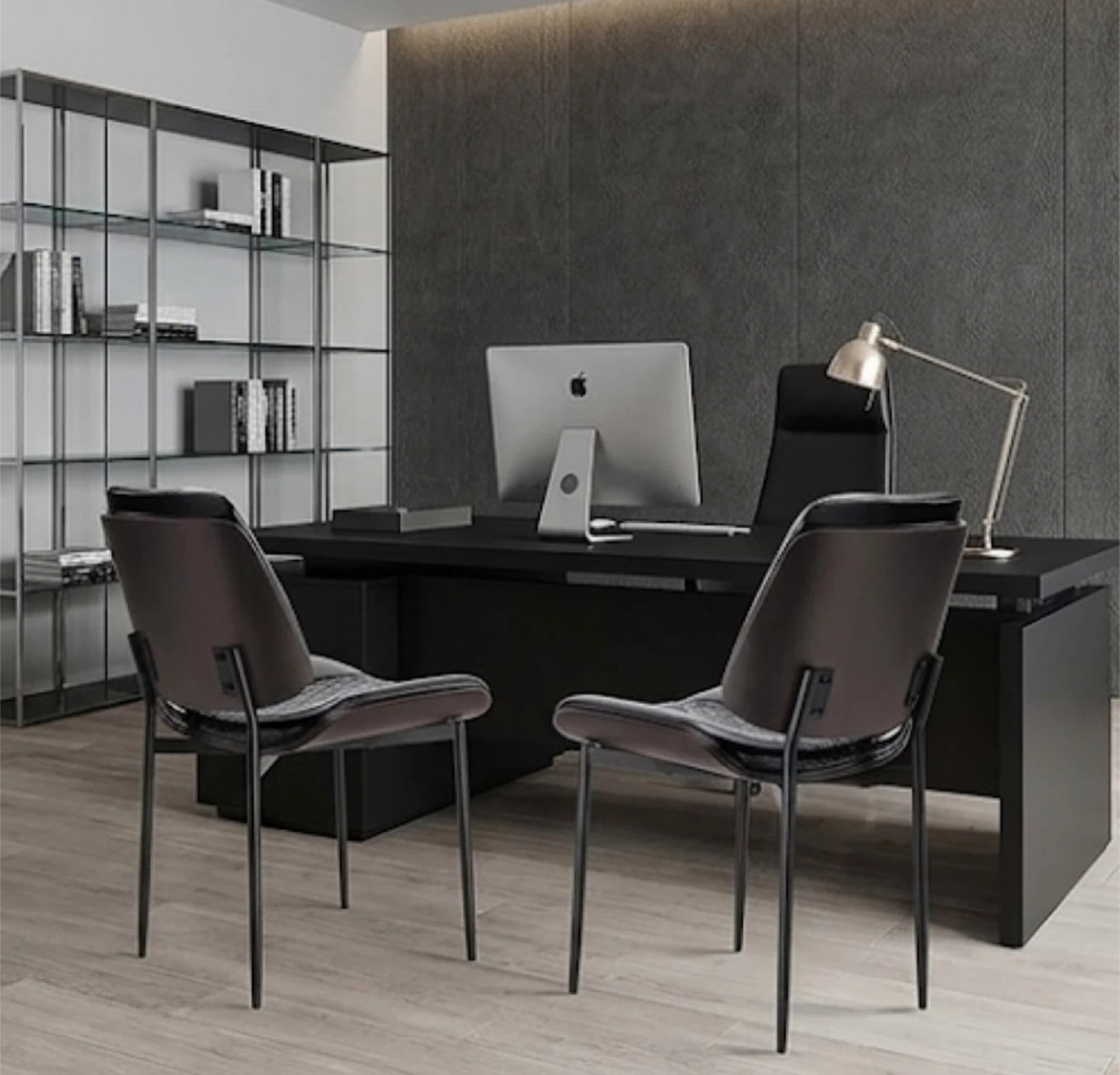 2 Modern Black Diamond Stitched Dining Chair