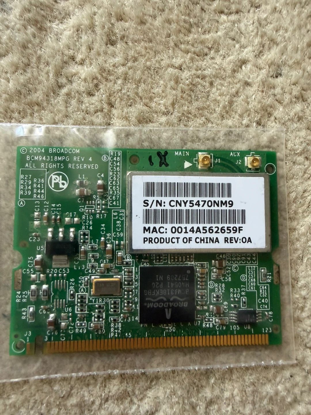 HP Broadcom 54g MaxPerformance 802.11g WiFi Card - photo 2