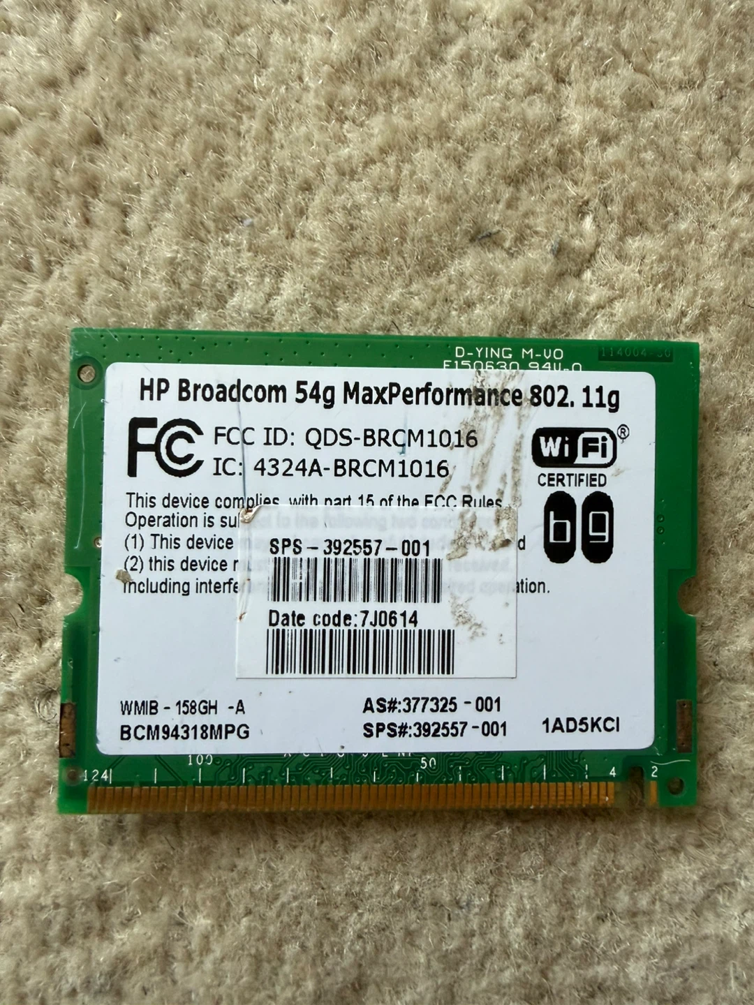 HP Broadcom 54g MaxPerformance 802.11g WiFi Card
