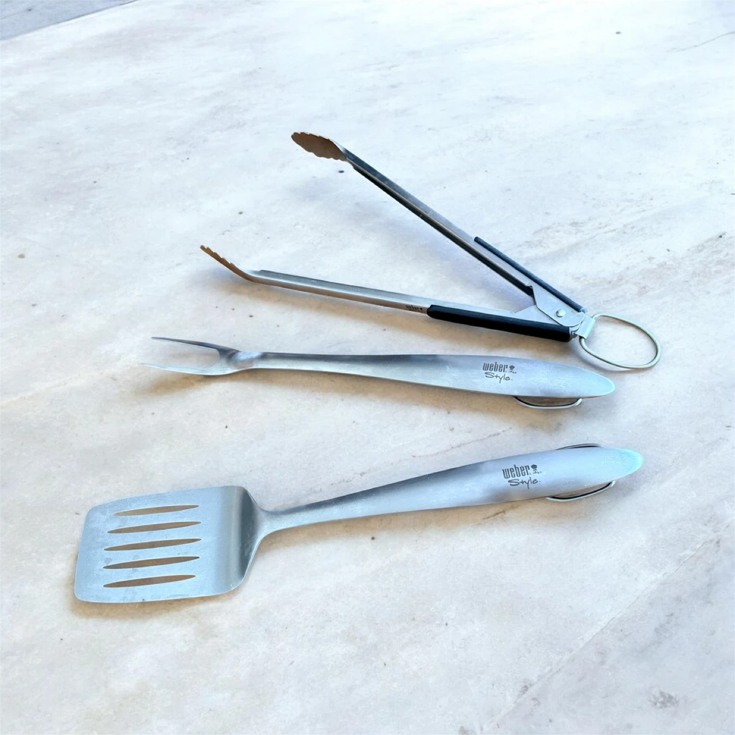 Weber Style BBQ Grill Tool Set Spatula Fork Tongs
