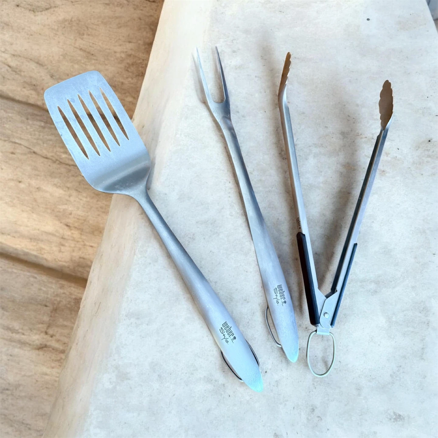 Weber Style BBQ Grill Tool Set Spatula Fork Tongs - photo 2