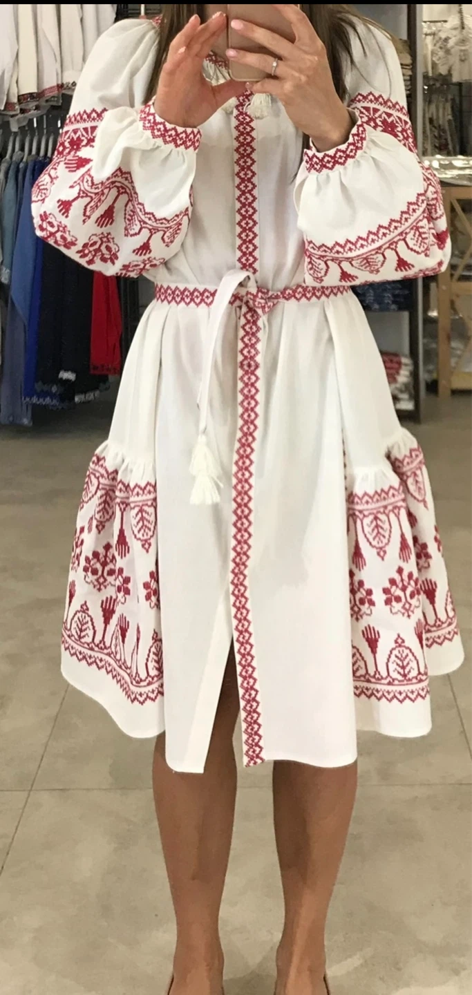 Ukrainian Vyshyvanka Embroidered Cotton Linen Dress - photo 2
