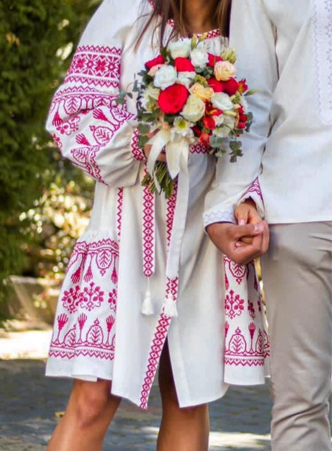 Ukrainian Vyshyvanka Embroidered Cotton Linen Dress - photo 3