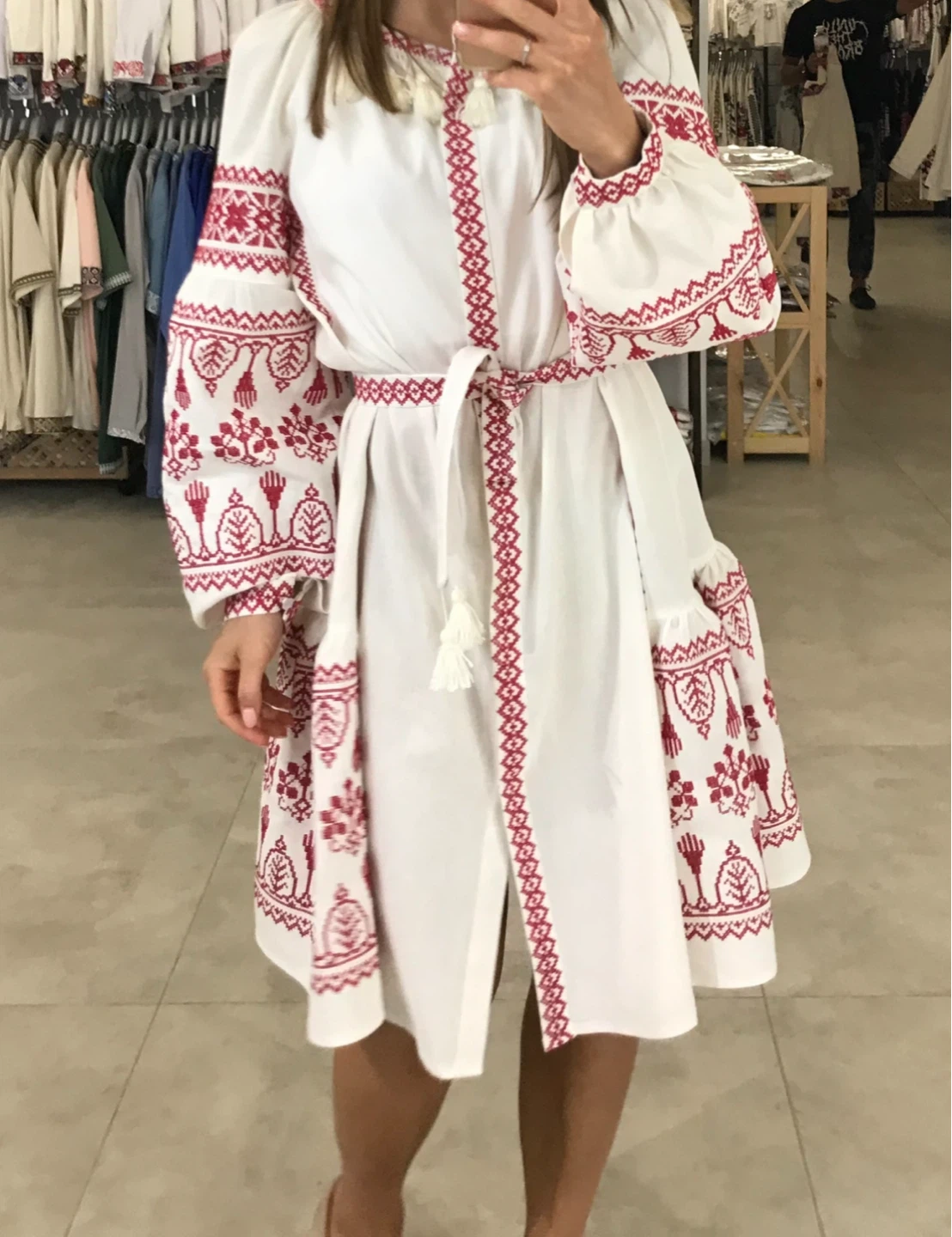Ukrainian Vyshyvanka Embroidered Cotton Linen Dress