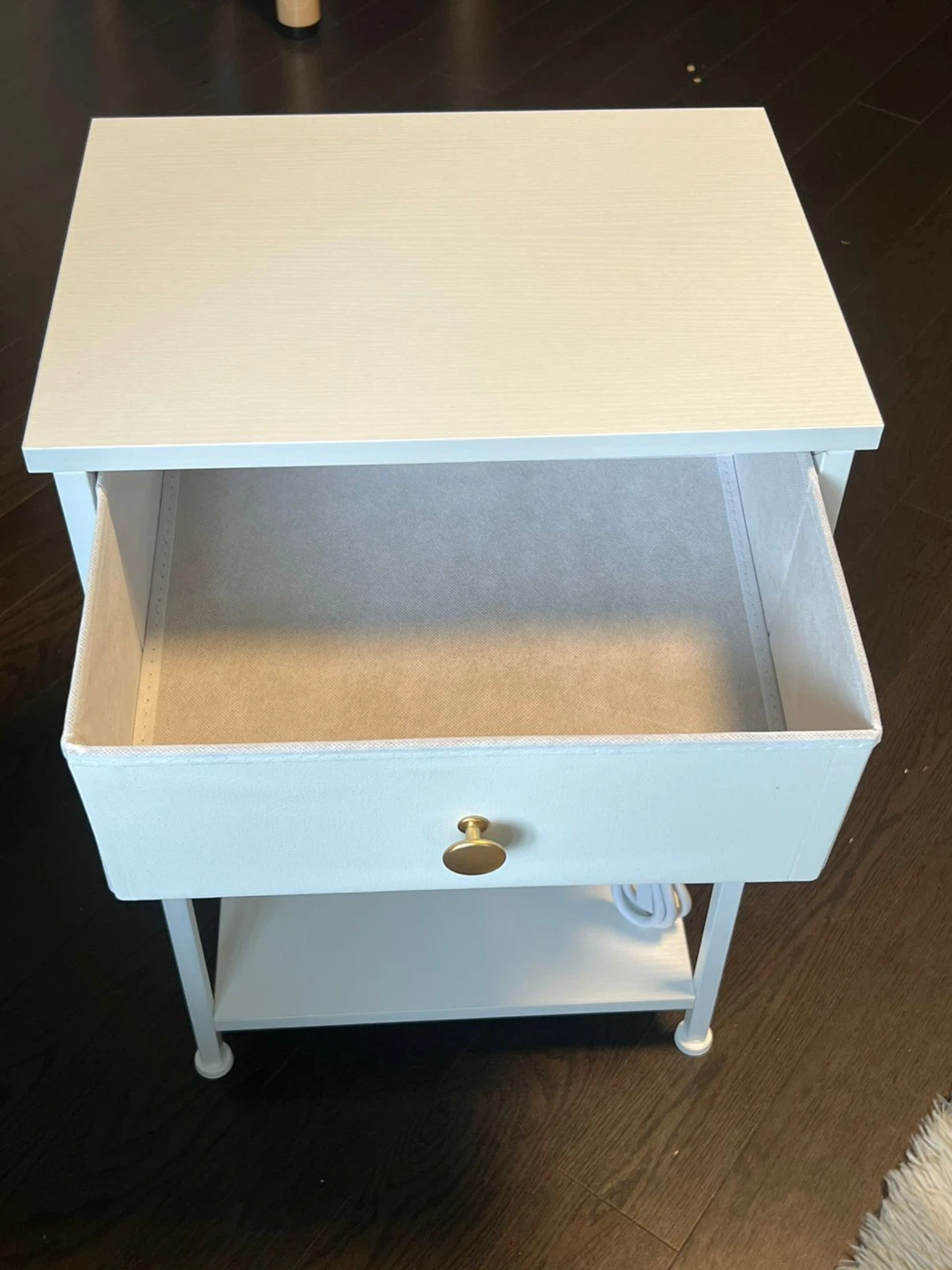 White Nightstand with Drawer and Shelf - photo 2