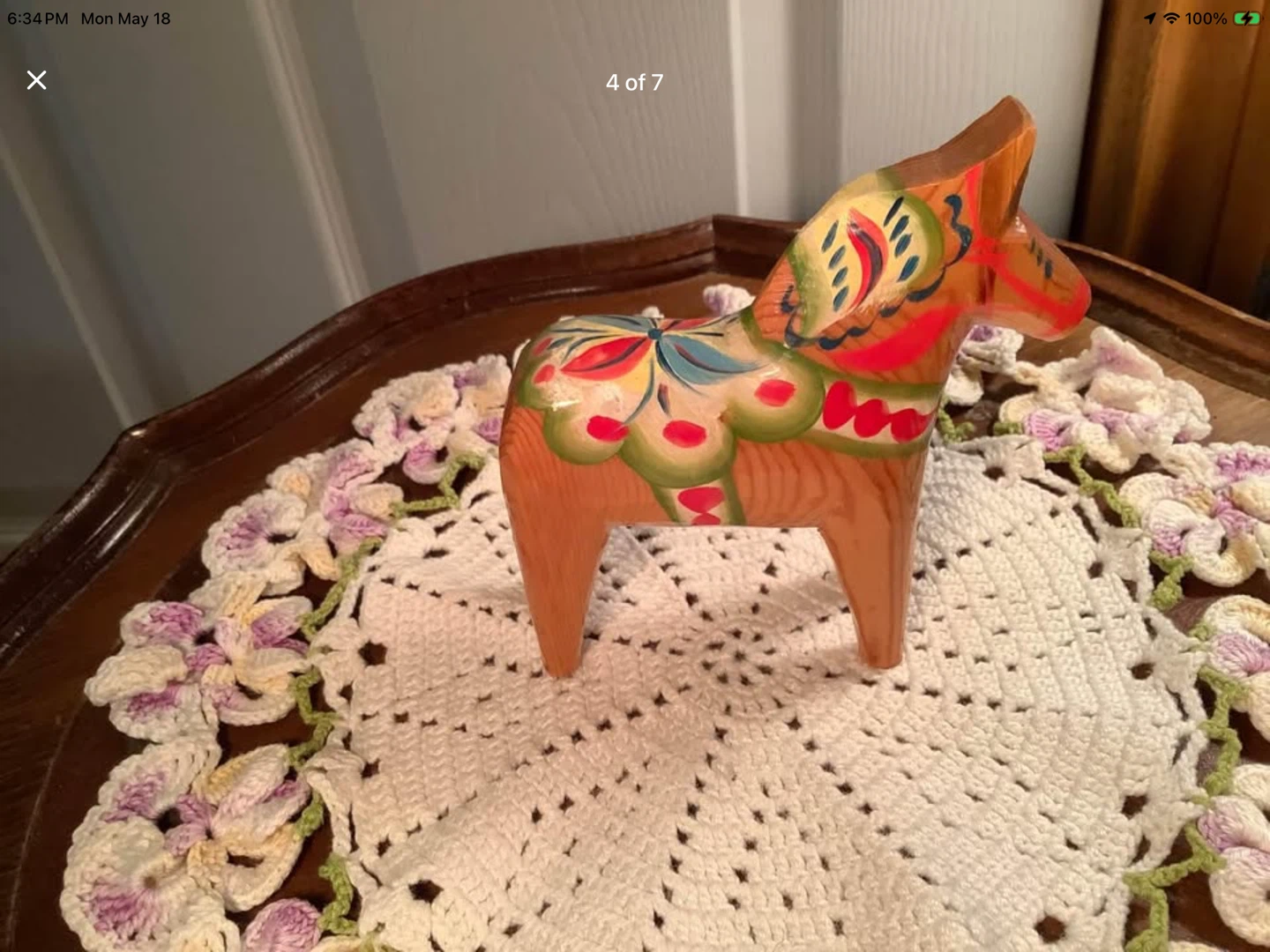 Vt Exposed Natural Wd Swedish Dala Horse 🐞 - photo 4