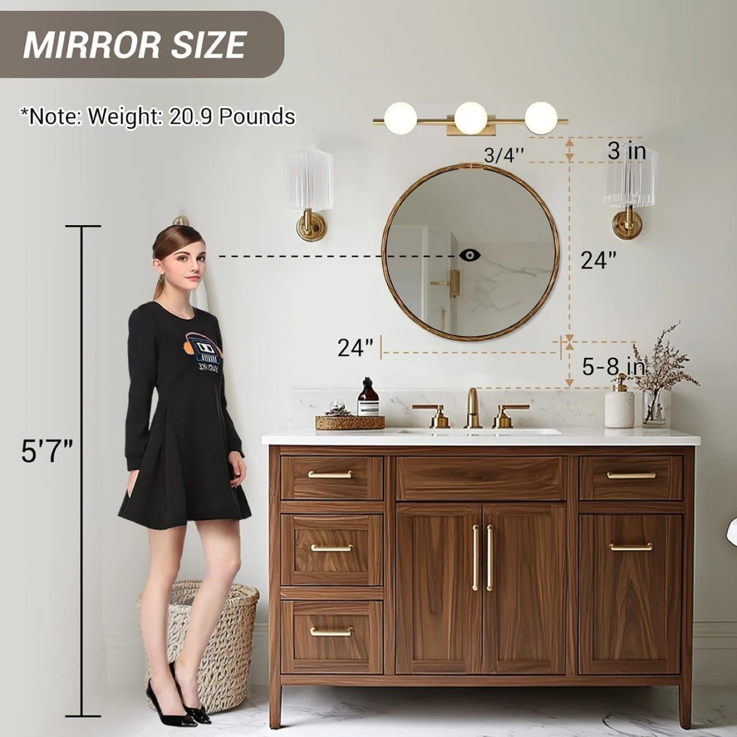 Round Gold Frame Mirror - photo 2
