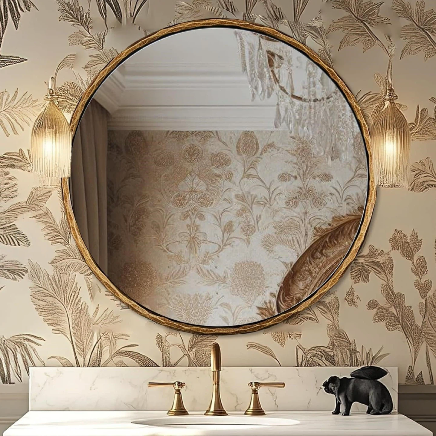 Round Gold Frame Mirror