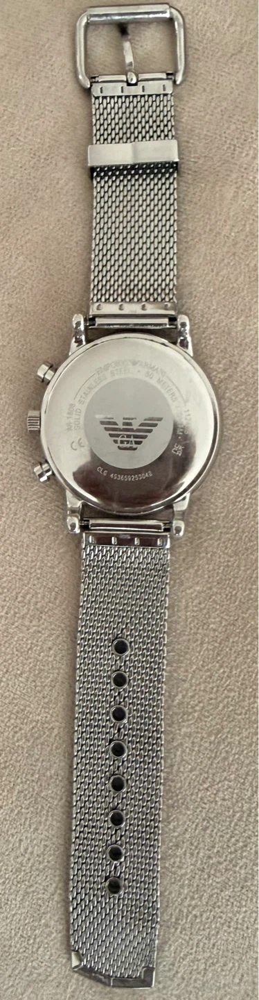 Armani silver mesh bracelet watch , black dial, 46mm) - photo 2