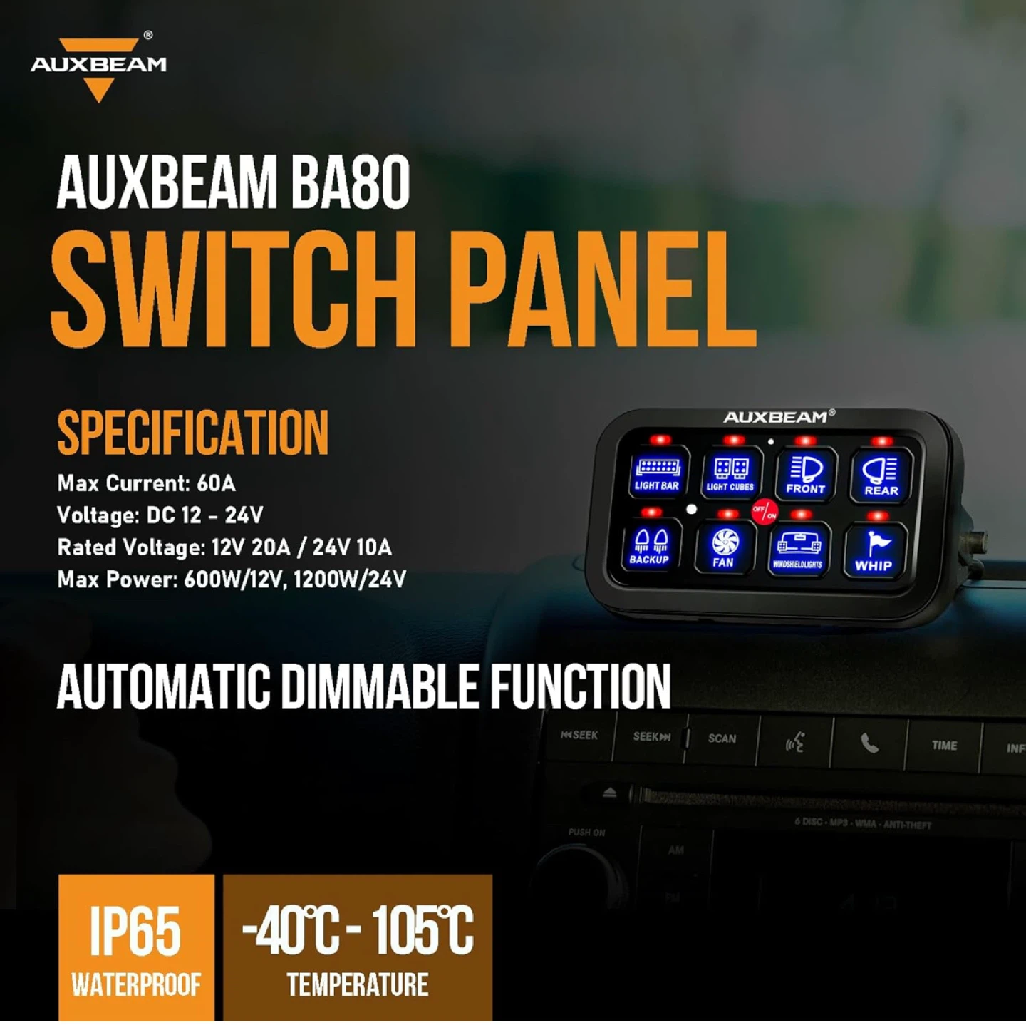 Auxbeam 8 Gang Switch Panel BA80 - photo 2