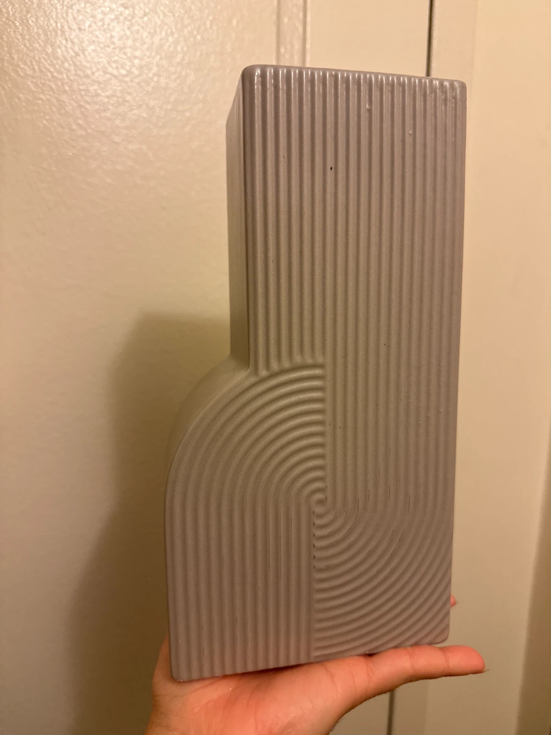 Grey vase with spiral pattern