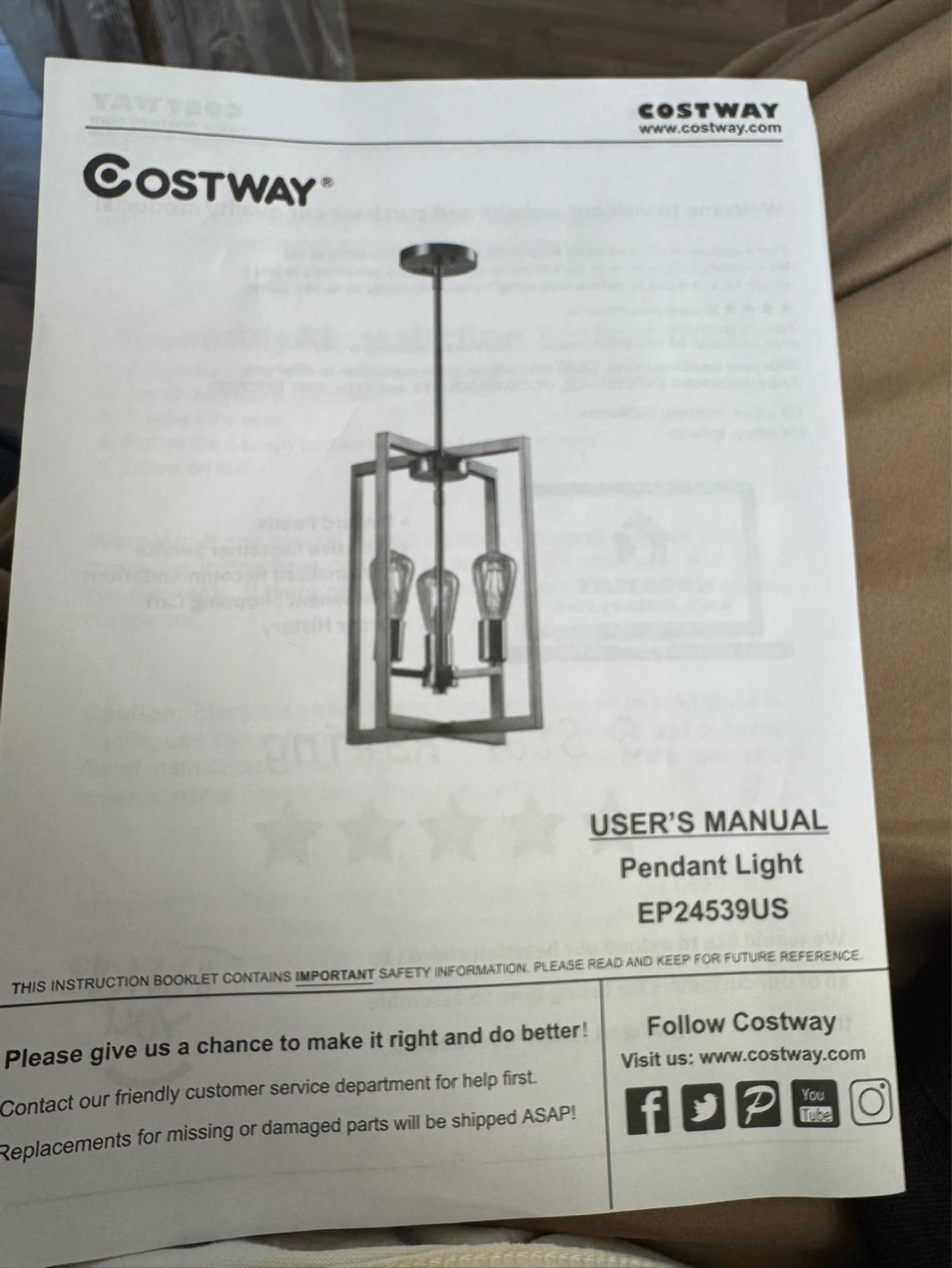 Costway Pendant Light - photo 3