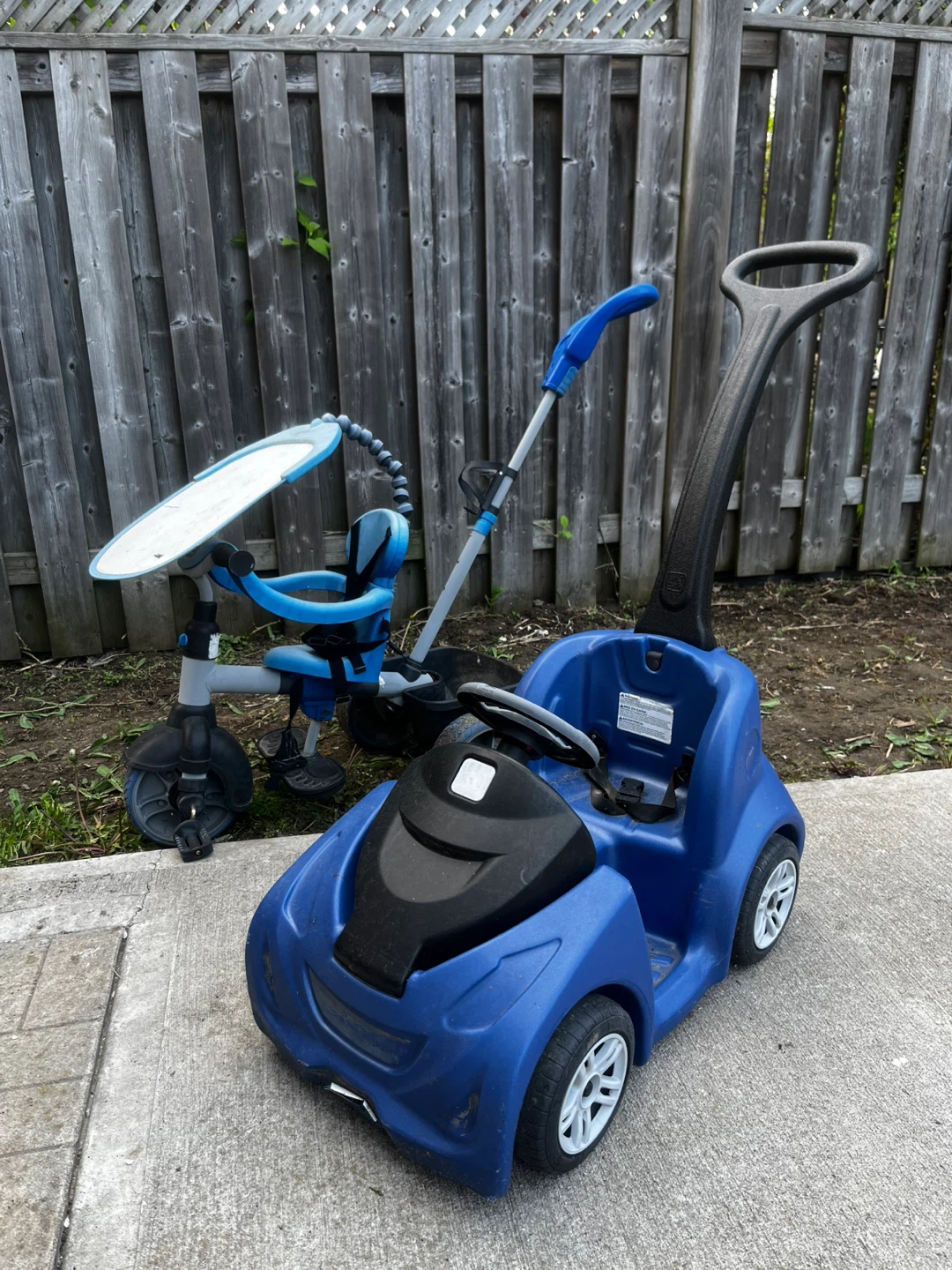 Blue Kids Ride-On Car and Tricycle Set