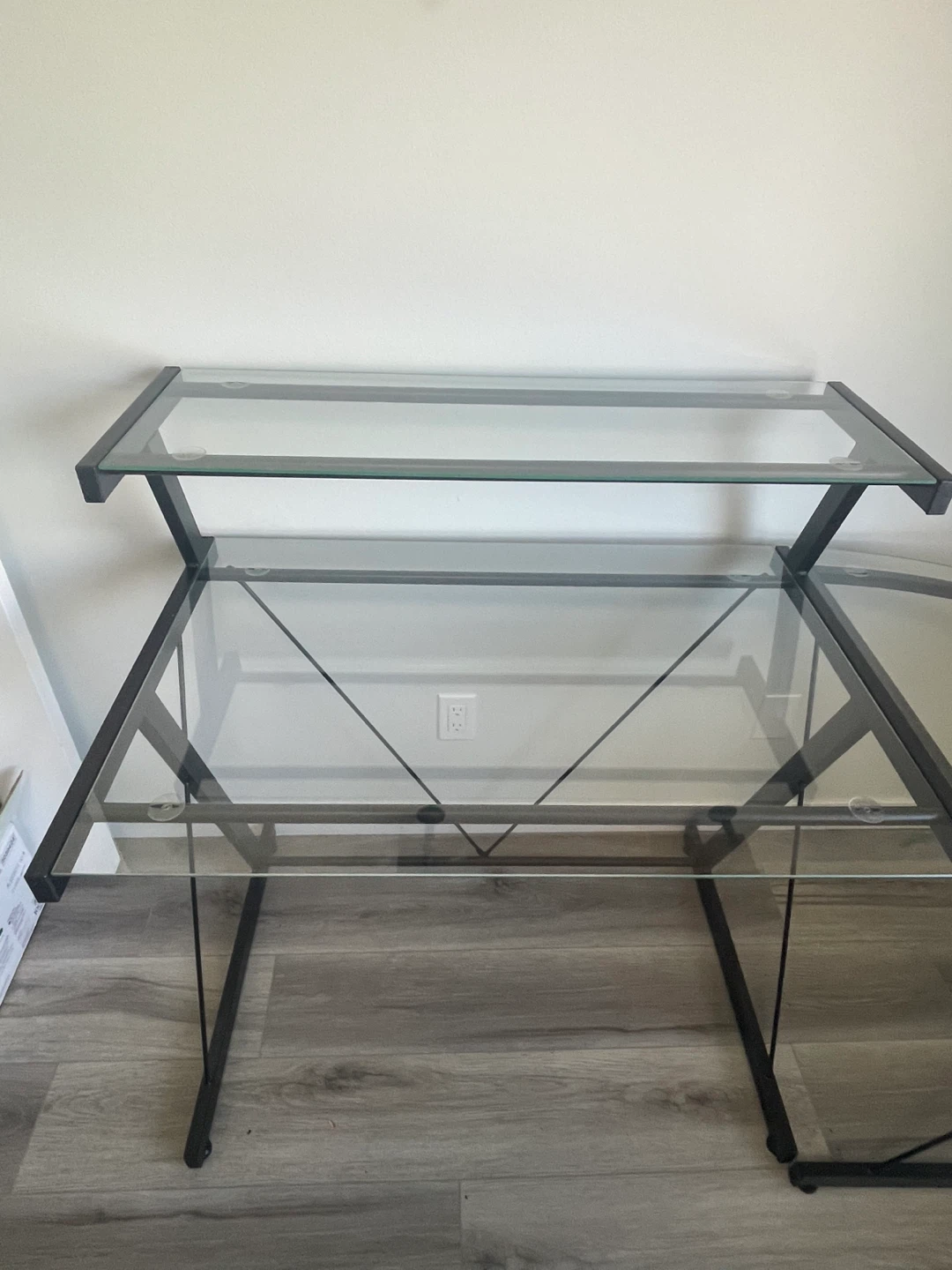 Corner Glass Desk with desk chair - photo 2