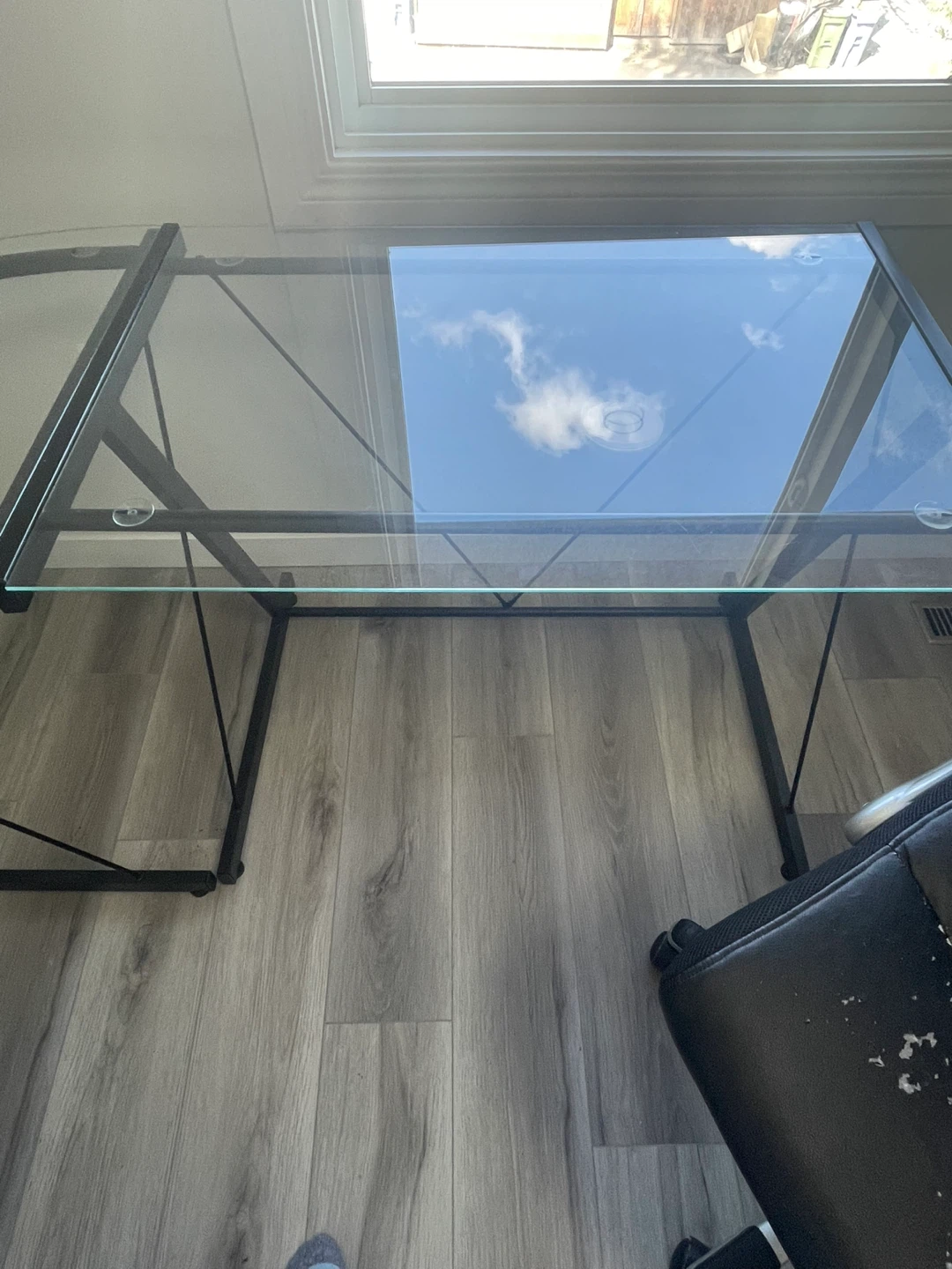 Corner Glass Desk with desk chair - photo 4