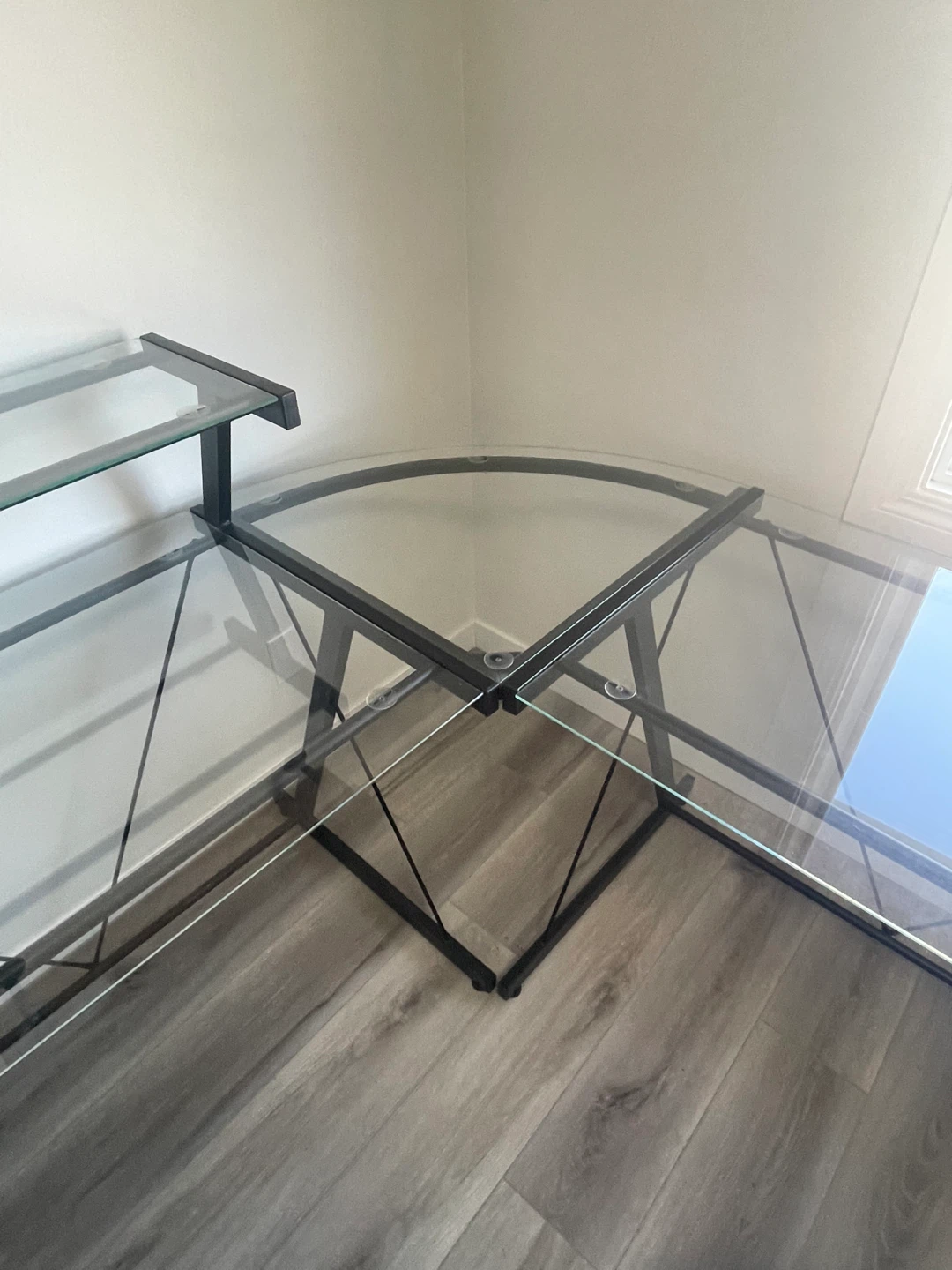Corner Glass Desk with desk chair - photo 3