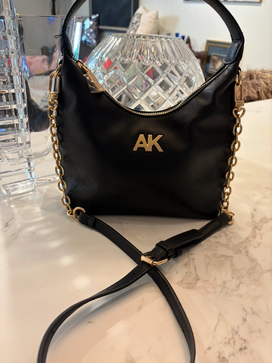 Anne Klein Black Shoulder Bag with Gold Chain - photo 4