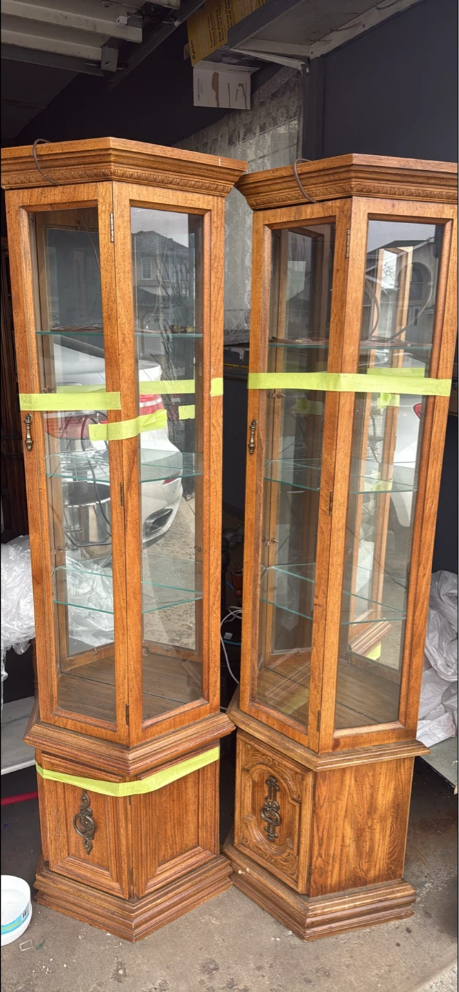 Two Vintage Wooden Display Cabinets (Set of 2)