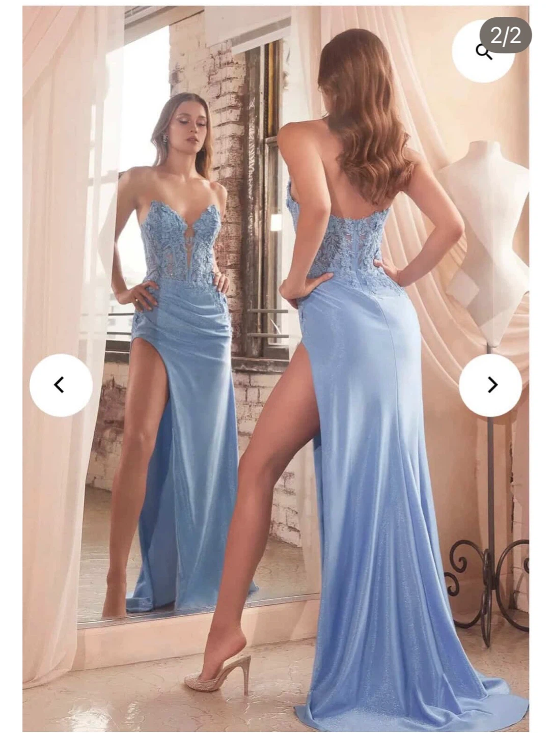 Light Blue Lace and Satin Gown
