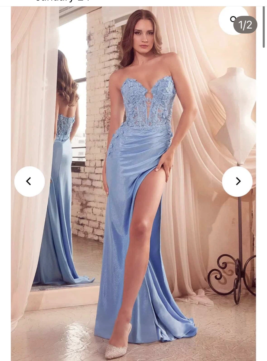 Light Blue Lace and Satin Gown - photo 2