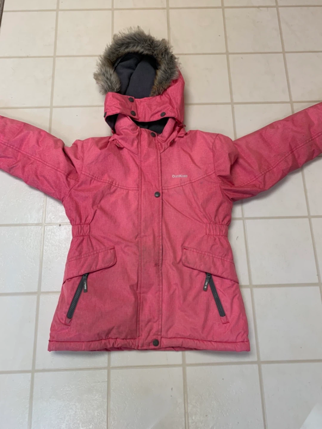OshKosh B'gosh Pink Winter Jacket with Faux Fur Hood