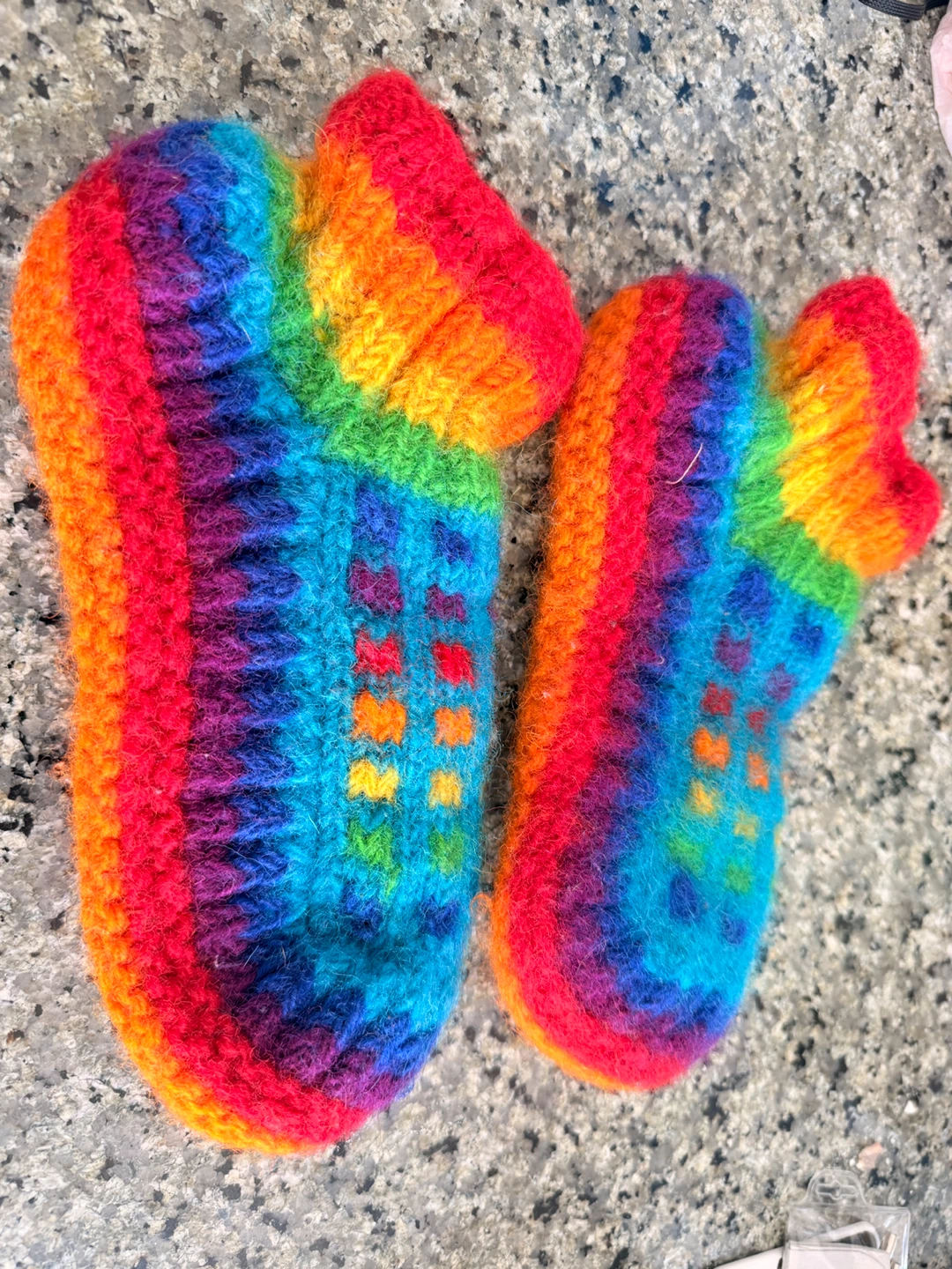 Handmade Rainbow Wool Slippers - photo 2