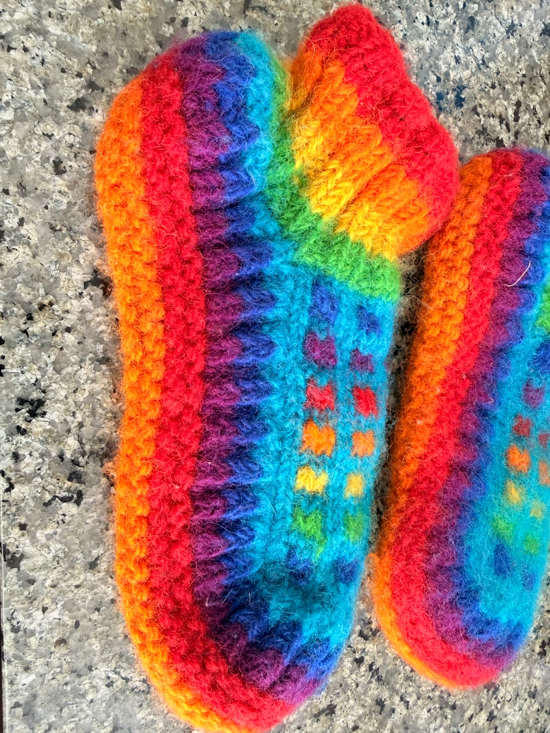 Handmade Rainbow Wool Slippers