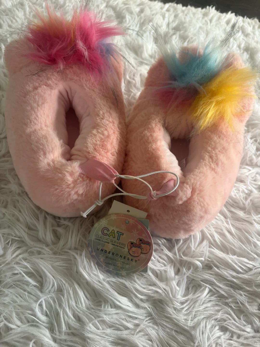 Pink Cat Slippers - Size Youth Small