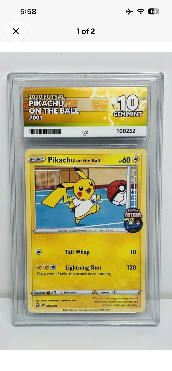 2020 Futsal Pikachu on the Ball Pokemon Card ACD GEM MINT 10