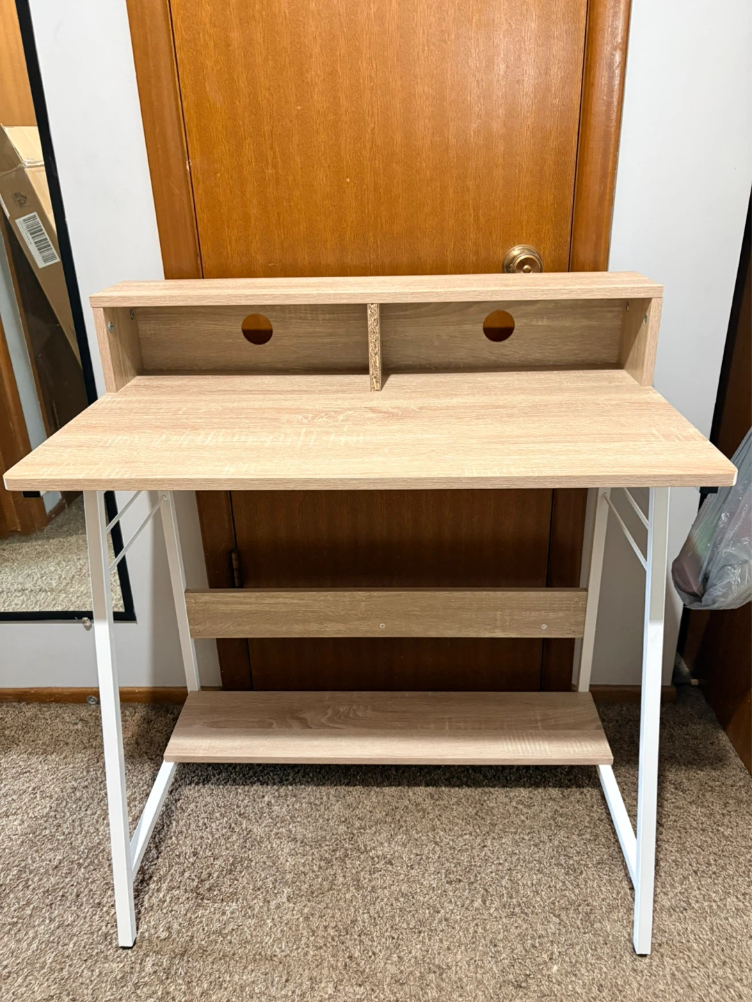 Light Wood Computer Desk with Shelf