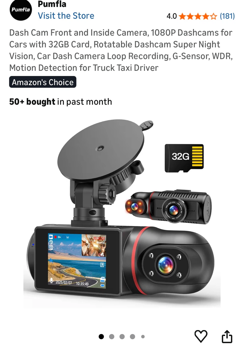 Full HD 1080P Dual Dash Cam - Front and Inside