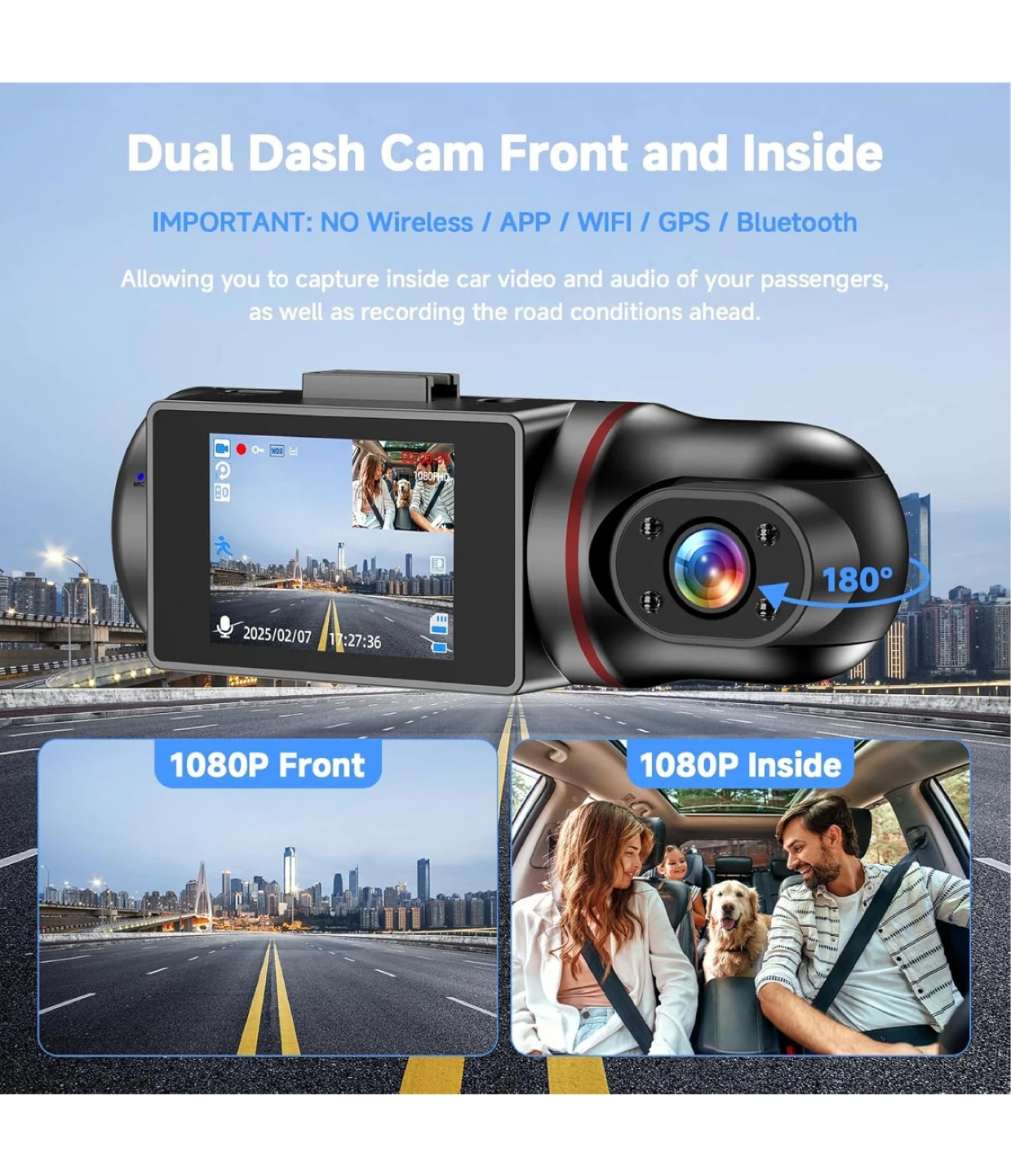 Full HD 1080P Dual Dash Cam - Front and Inside - photo 3