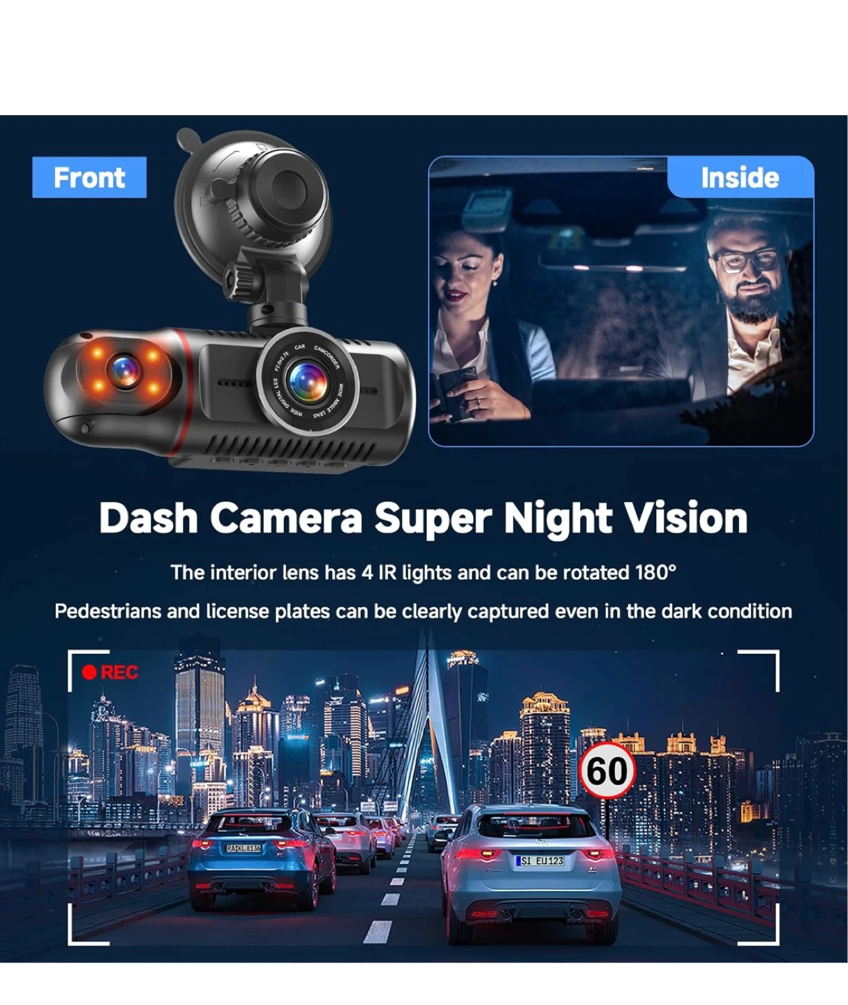 Full HD 1080P Dual Dash Cam - Front and Inside - photo 4