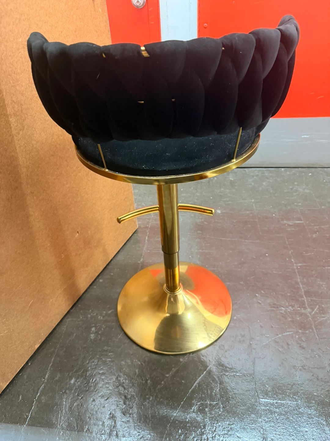 Black Velvet Bar Stool with Gold Base