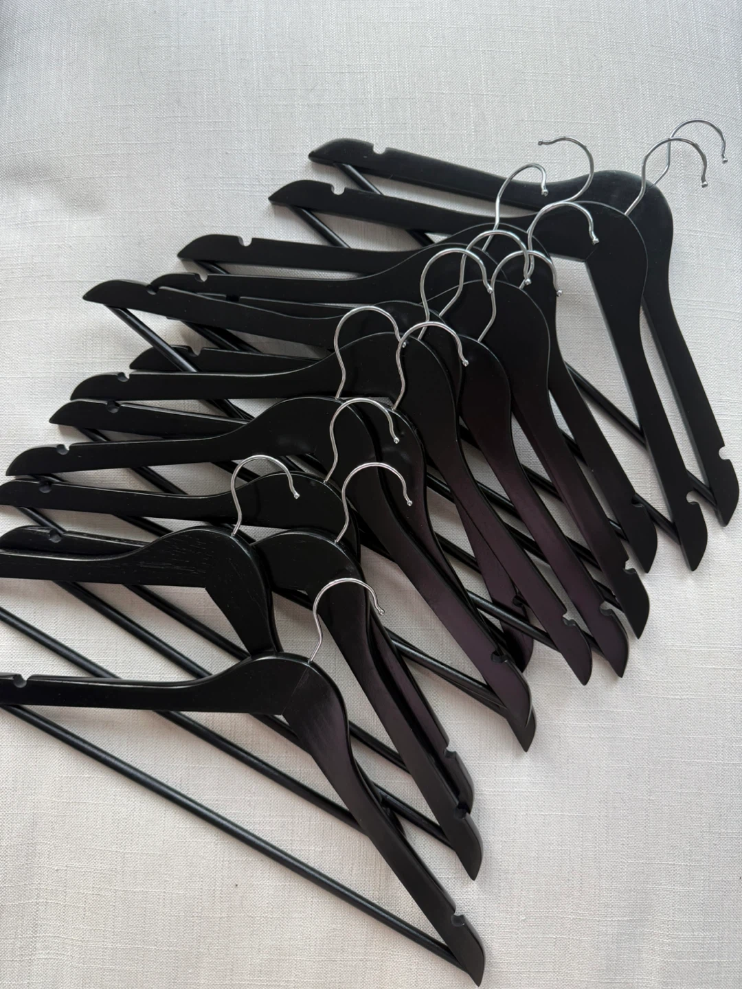 Set of 14 Black Wooden Hangers