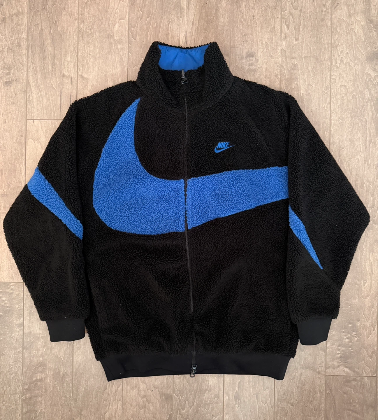 Nike Big Swoosh Reversible Boa Jacket / Black Blue