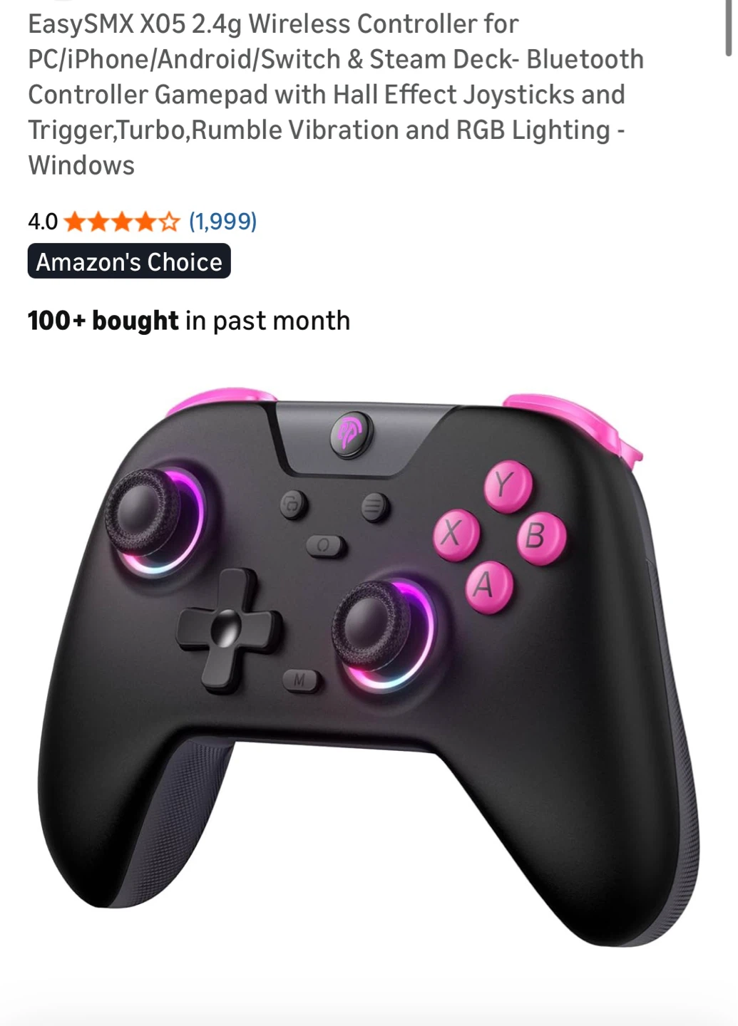 EasySMX X05 2.4g Wireless Controller - Black/Pink - photo 2