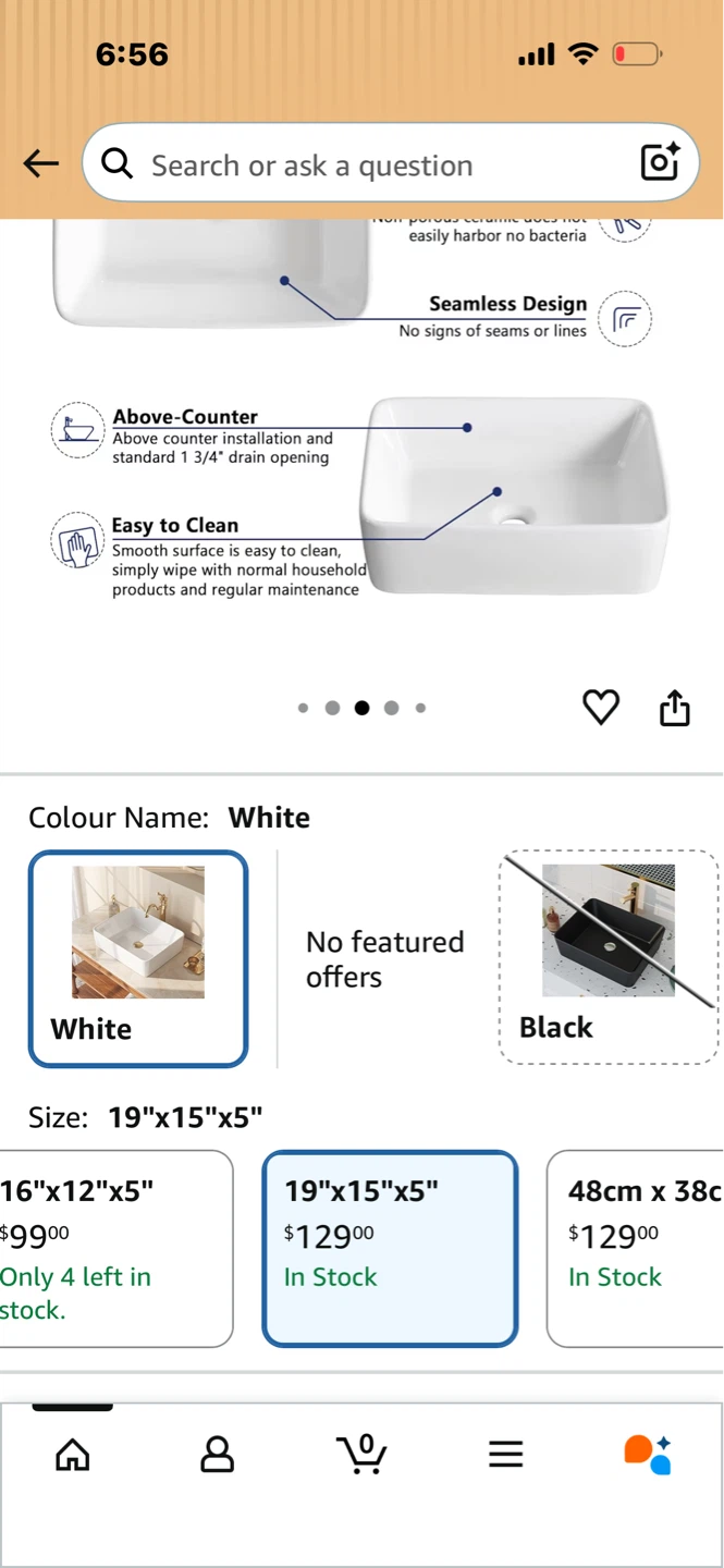 Deer Valley White Ceramic Vessel Bathroom Sink 19" x 15" x 5" - photo 5
