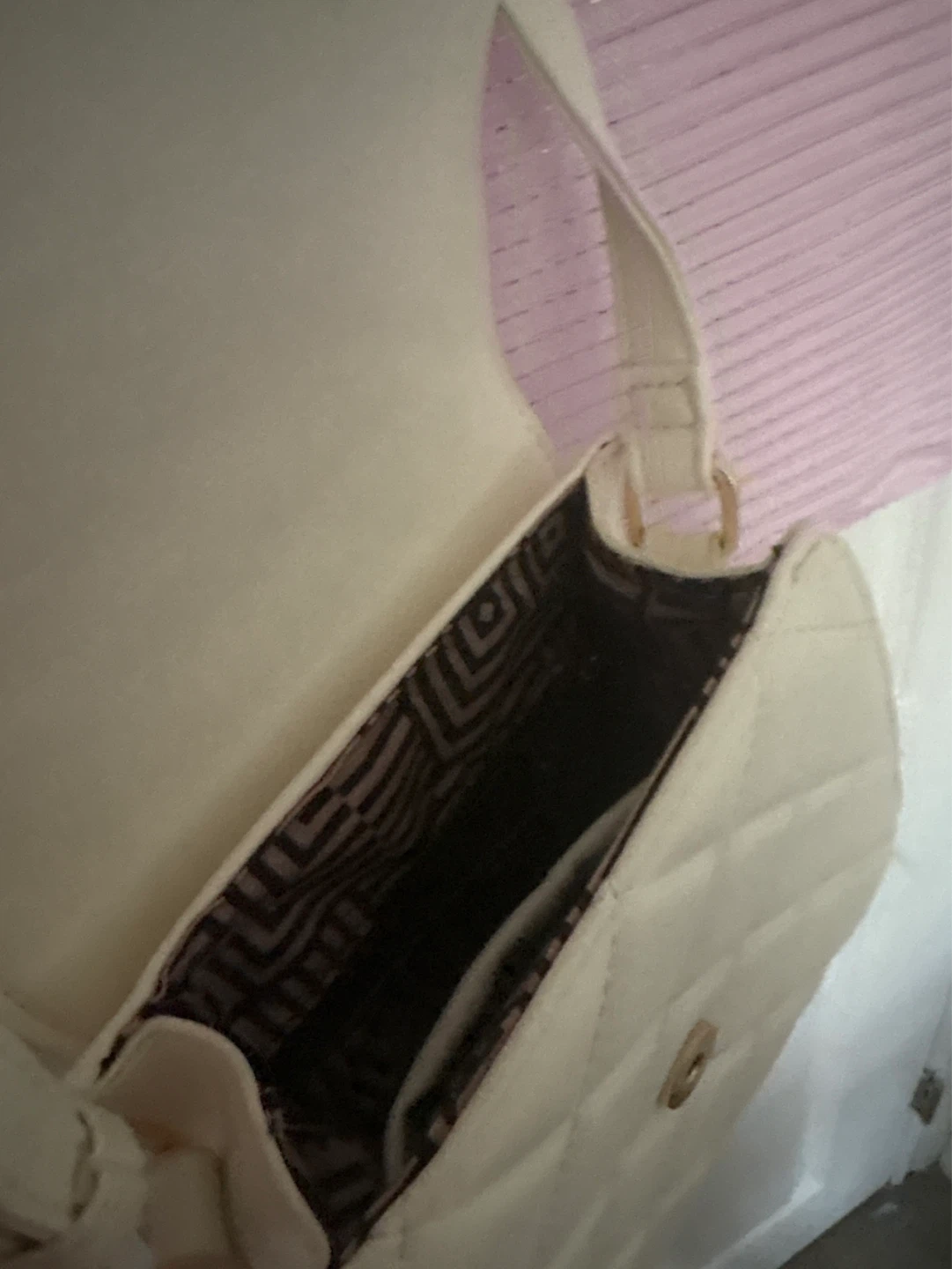 Cream Quilted Crossbody Bag with Bow - photo 2