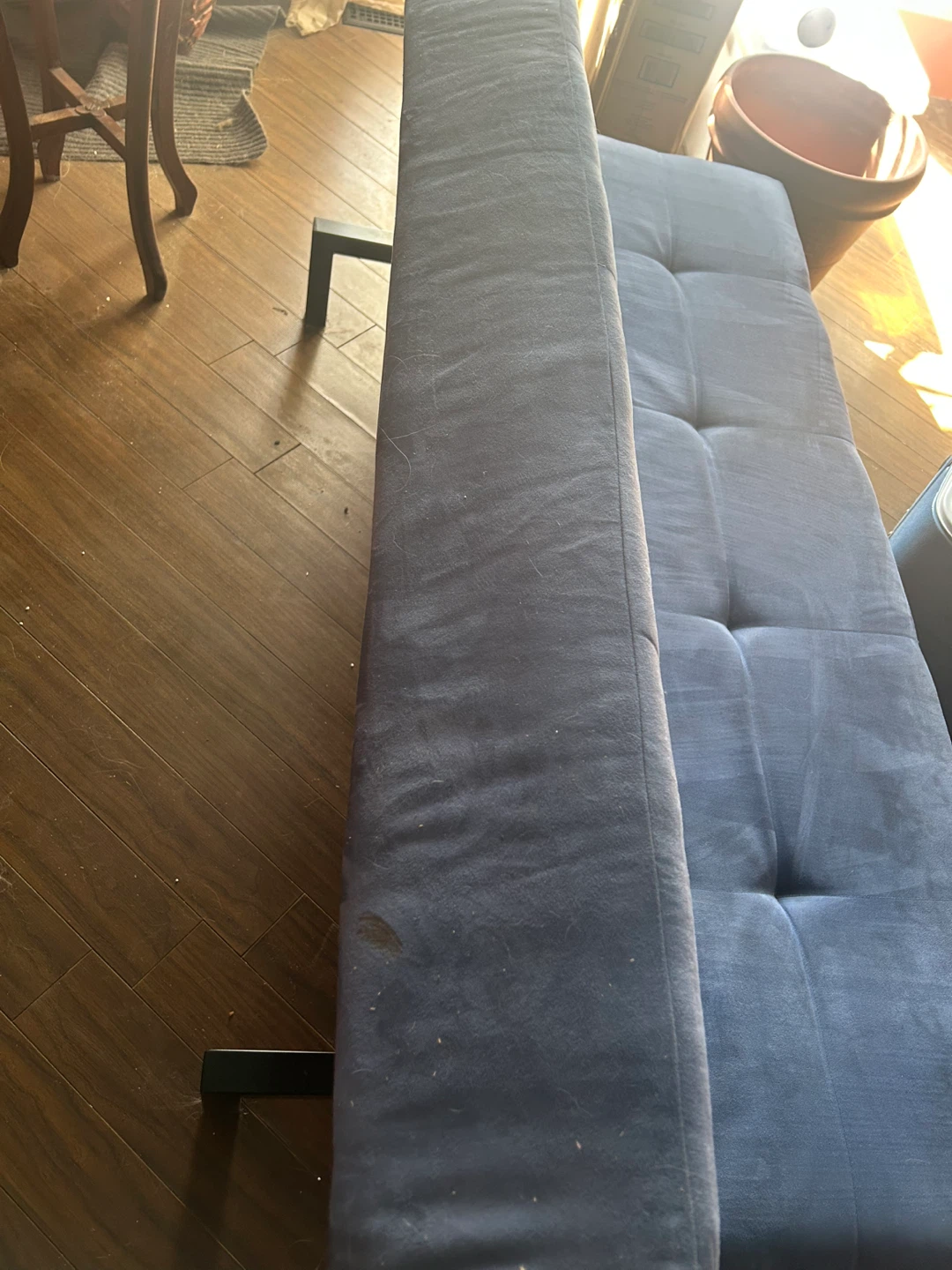 Blue Tufted Futon Sofa Bed - photo 2