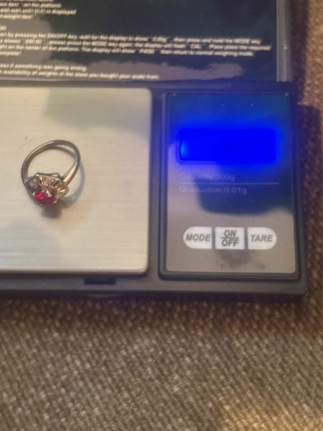 Vintage 10&18k. Gold Tone Ring with Ruby Stone - photo 2