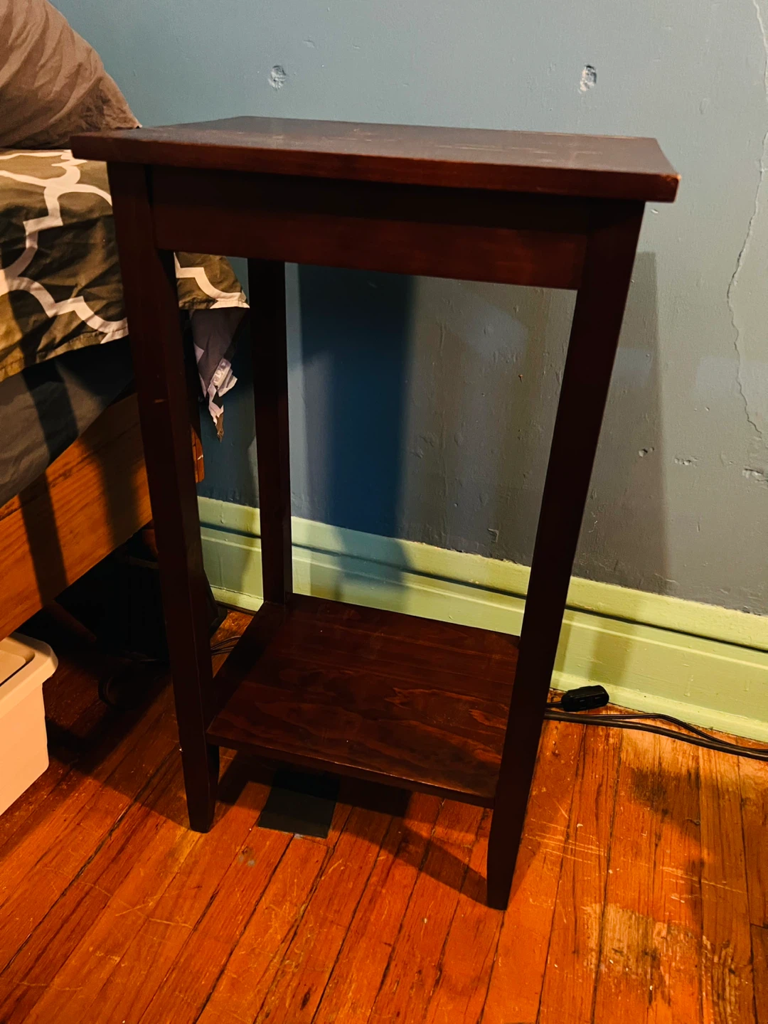 Dark Brown Wood Accent Table with Shelf