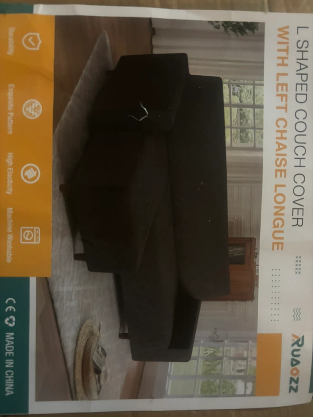 Ruaozz L-Shaped Couch Cover with Left Chaise Longue