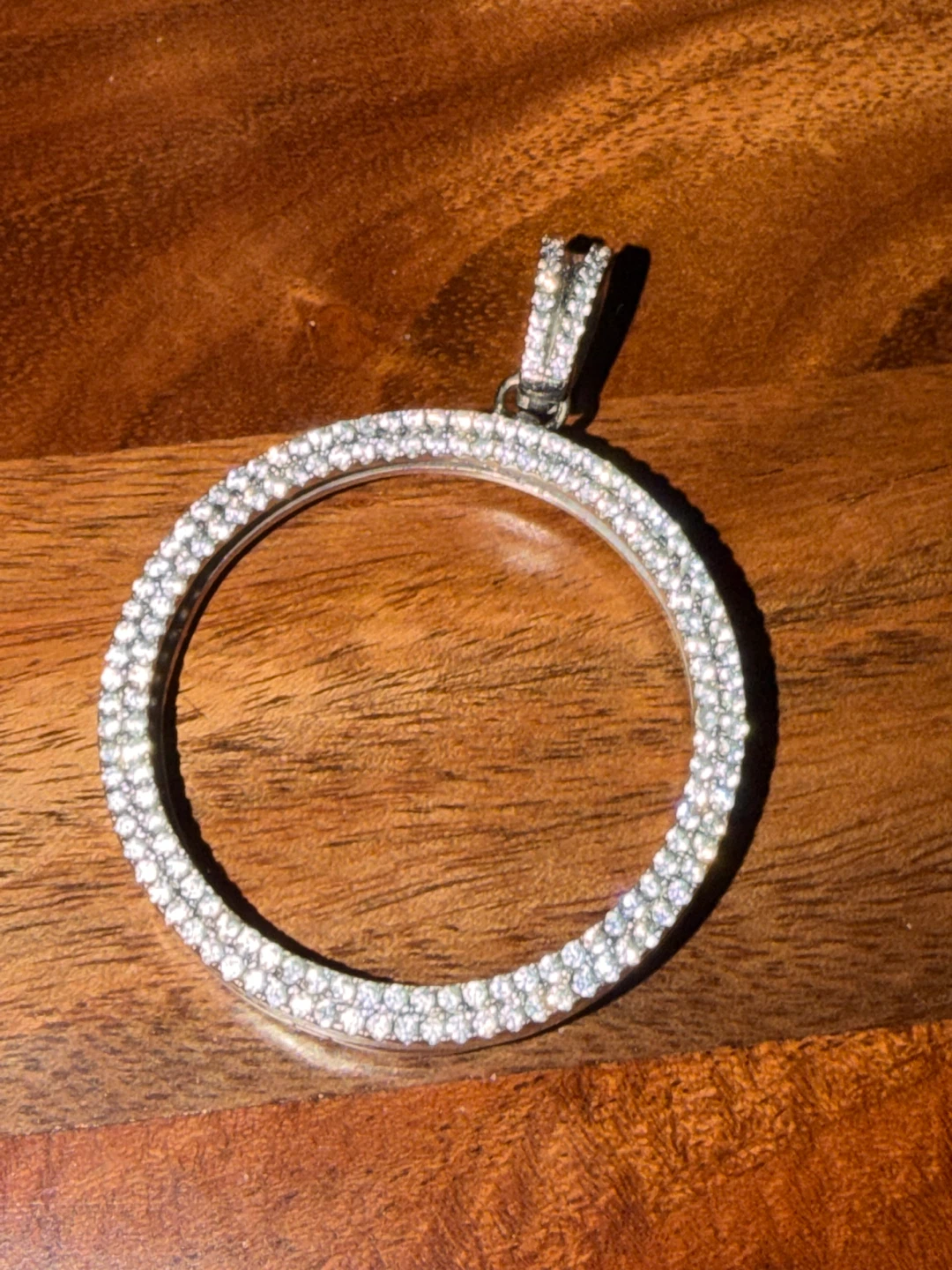 Rondelle 1oz Coin Pendant with Cubic Zirconia Sterling 925